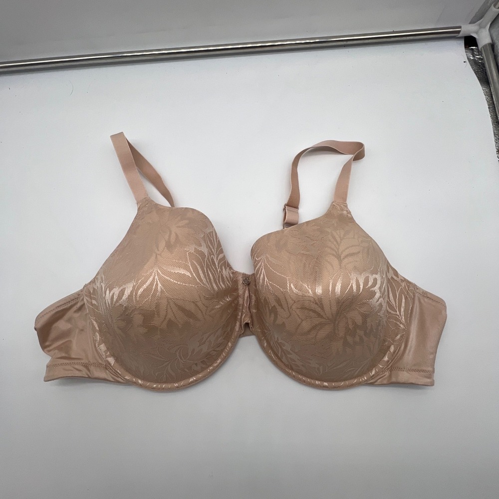 Breezies Wild Rose Lace Unlined Underwire Support Bra Nude Tan 48D A372598